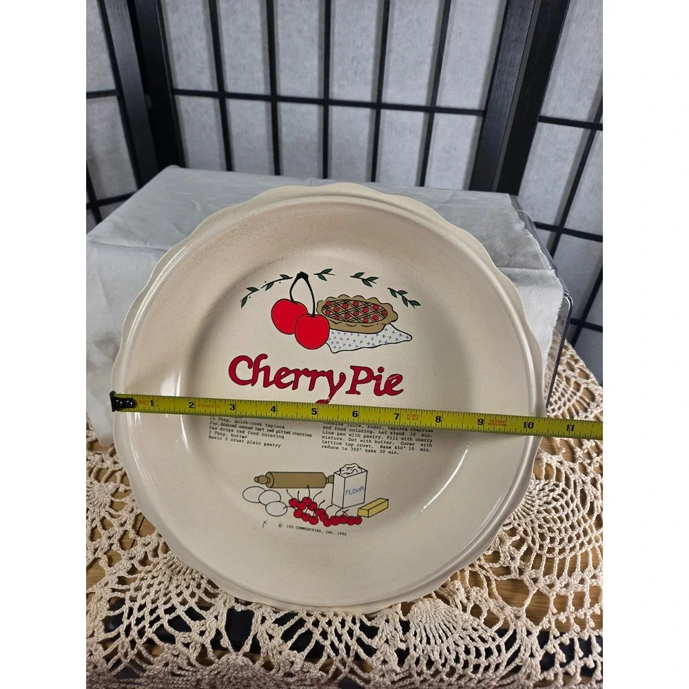 Vintage 1990 LTD Commodities Cherry Pie Recipe Ceramic Scalloped Plate 11 Inch